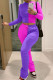 purple Casual Solid Patchwork Turtleneck Long Sleeve Two Pieces