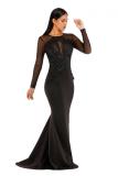 Black Polyester Fashion adult Celebrities Cap Sleeve Long Sleeves O neck Mermaid Floor-Length Sequin Patch