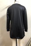 Black Street Print O Neck A Line Dresses