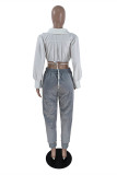 White Fashion Sexy Solid Cardigan Turndown Collar Tops