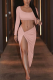 Pink Street Solid Patchwork High Opening Square Collar Long Sleeve Two Pieces
