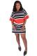 Red Polyester Sexy Bubble sleeves Short Sleeves O neck A-Line Mini Striped Club Dresses