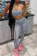 Grey Sexy Casual Letter Print Basic O Neck Sleeveless Two Pieces