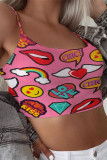 multicolor Slip Sleeveless Print Character Tops