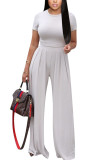 White Fashion adult Ma'am Lightly cooked Solid Two Piece Suits Loose Short Sleeve Two Pieces