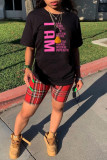 Pink Fashion Casual Print Basic O Neck Tops