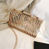 Champagne Fashion Patchwork Solid Chain Strap Crossbody Bag