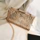 Champagne Fashion Patchwork Solid Chain Strap Crossbody Bag