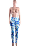 Red Blue Green Polyester Elastic Fly Mid camouflage pencil Pants Bottoms