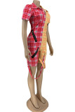 Turquoise Street Print Turndown Collar Regular Rompers