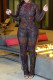 Multicolor Daily Print Sequins Half A Turtleneck Long Sleeve Two Pieces