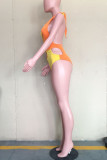 Yellow Fashion Sexy Patchwork Hollowed Out Backless Swimwears