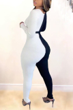 Black Sexy Solid Patchwork V Neck Skinny Jumpsuits
