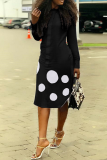 White Sexy Print Patchwork Mandarin Collar Irregular Dress Dresses