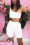 Red Fashion Sexy Solid Backless Oblique Collar Sleeveless Two Pieces