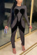 Black Fashion Sexy Patchwork Solid See-through O Neck Skinny Jumpsuits