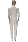 Apricot Sexy Letter Embroidered Patchwork O Neck Regular Jumpsuits