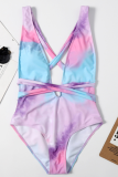 Pink Sexy Print Split Joint Swimwears