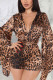 Leopard Print Sexy Print Patch Without Belt V Neck Regular Rompers