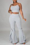 Red Sexy Casual Solid Backless Spaghetti Strap Sleeveless Two Pieces