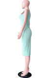 Pink Fashion Casual Solid Basic U Neck Vest Dress