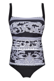 Blue Sexy Print Patchwork Swimwears