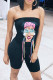 Black Sexy Casual Print Backless Strapless Skinny Romper