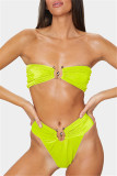 Green Fashion Sexy Solid Backless Swimwears