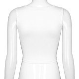 White Sexy Casual Solid Hollowed Out Strap Design U Neck Tops