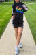Black Work Daily Print O Neck Long Sleeve Two Pieces
