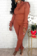 Deep Pink Casual Solid Patchwork Long Sleeve Two Pieces