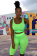 Fluorescent green Spandex Fashion Casual adult Ma'am Patchwork Solid Two Piece Suits Fluorescent pencil Sleeveless Two Pieces