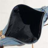 Deep Blue Fashion Casual Splicing Zipper Design Crossbody Bag