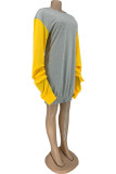 Grey Sexy Solid Split Joint O Neck A Line Dresses