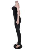 Grey Sexy Solid Patchwork Spaghetti Strap Skinny Jumpsuits