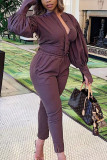 Black Street Solid Hollowed Out Patchwork O Neck Two Pieces
