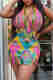 Camouflage Fashion Sexy Print Backless Halter Sleeveless Dress