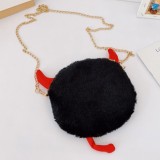 Black Fashion Casual Patchwork Cartoon Chain Strap Crossbody Bag
