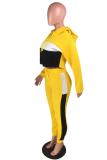 Red adult Casual Fashion Patchwork Two Piece Suits Solid pencil Long Sleeve Two-piece Pants S