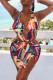 Colour Fashion Sexy Print Backless Halter Printed Dress