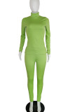 Light Green Sexy Solid O Neck Long Sleeve Two Pieces