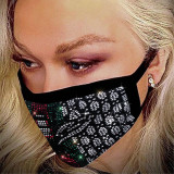 Black Fashion Casual Hot Drilling Decorative White Face Mask