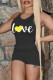 Black Fashion Casual Letter Print Basic O Neck Sleeveless Two Pieces