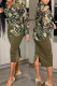 Army Green Fashion Casual Print Basic Turndown Collar Tops