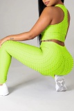 Red Sportswear Solid Patchwork O Neck Sleeveless Two Pieces