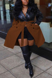 Red Fashion Casual Patchwork Patchwork Turndown Collar Outerwear