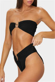 Green Fashion Sexy Solid Backless Swimwears
