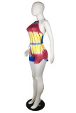Yellow Fashion Sexy Print Backless O Neck Sleeveless Regular Romper