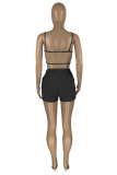 Pink Sportswear Solid Patchwork U Neck Sleeveless Two Pieces
