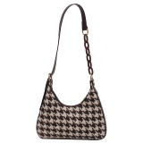 Deep Coffee Fashion Casual Plaid Shoulder Bags